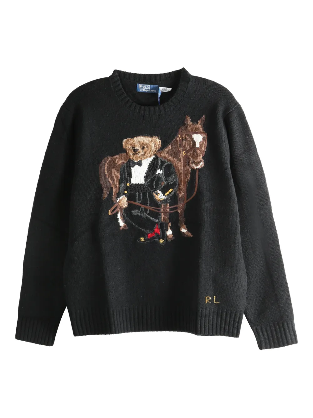 RL BEAR EQUESTRIAN SWEATER BLACK