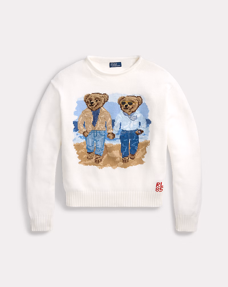 RL BEAR BEACH DUO SWEATER WHITE